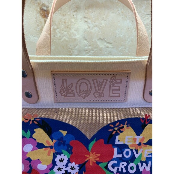 Brighton Let Love Grow Burlap Tote Bag Like New - Picture 2 of 7